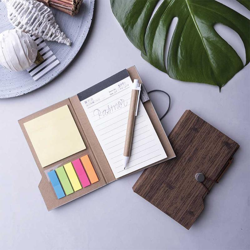 Wood Design Sticky Notes With Notebook